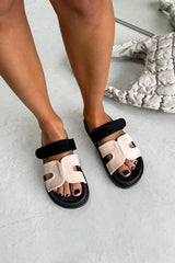SISI Velcro Slider Sandals - Black/Nude - 1