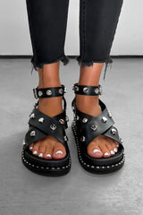SOPH Cross Over Chunky Sandals - Black-1