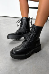 STEP IN Chunky Platform Military Boots - Black PU - 3
