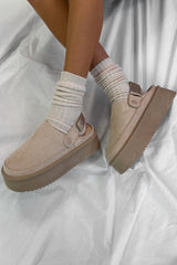 SUMMER Suede Ankle Strap Outdoor Chunky Slippers - Beige - 1