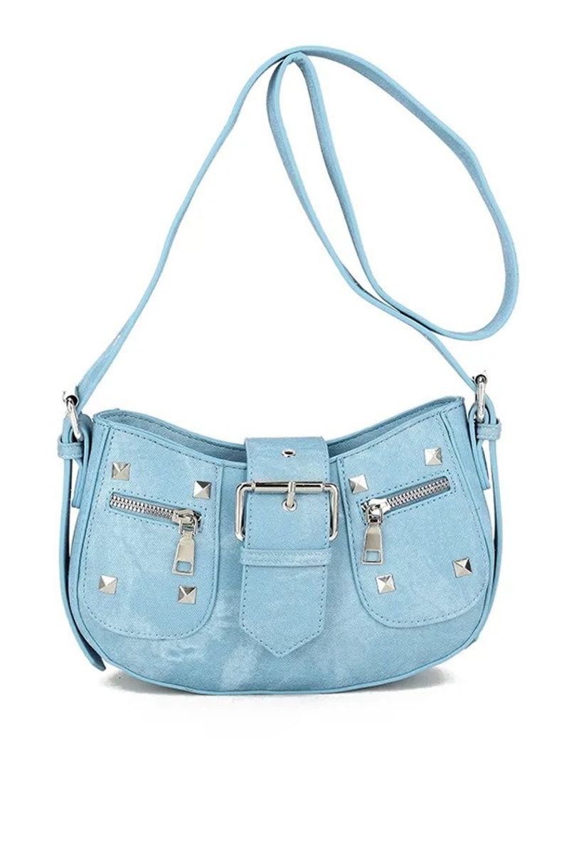 Studded Cross Body Bag - Blue