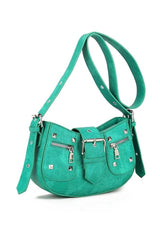 Studded Cross Body Bag - Green - 1