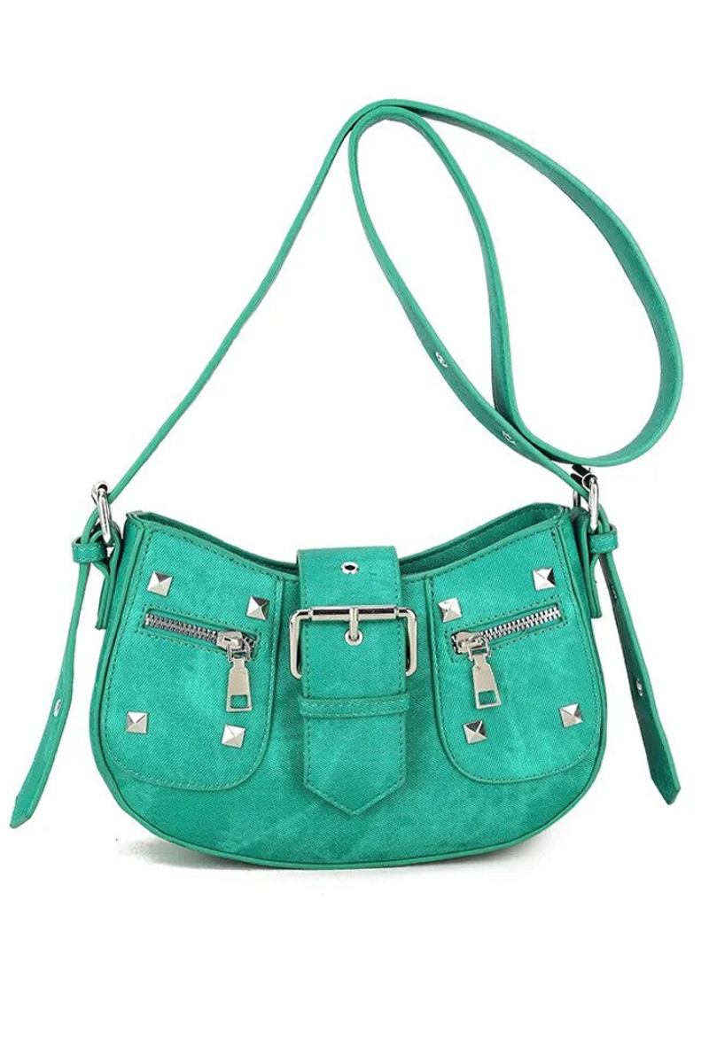 Studded Cross Body Bag - Green