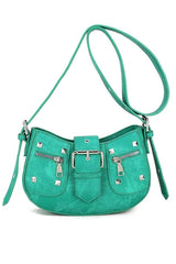 Studded Cross Body Bag - Green