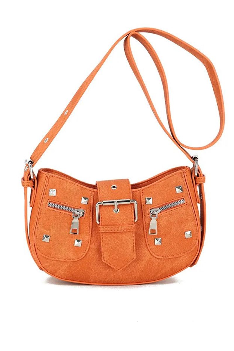 Studded Cross Body Bag - Orange