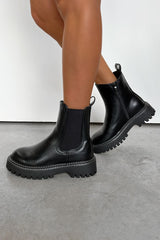 TAKEN Chelsea Stitch Ankle Boots - Black PU - 1