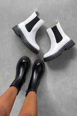 TAKEN Chelsea Stitch Ankle Boots - Black PU - 4