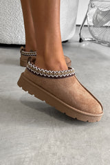 TALA Suede Embroidered Slippers - Mocha - 2