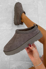 TALA Suede Embroidered Slippers - Mauve - 2