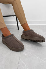 TALA Suede Embroidered Slippers - Mauve - 1