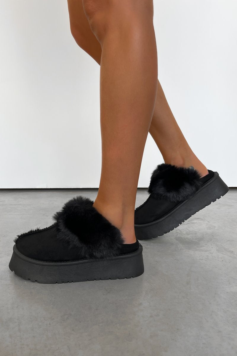 TAMARA Mini Platform Ankle Slippers Black – AJ VOYAGE