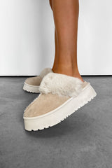 TAMARA Mini Platform Ankle Slippers - Beige