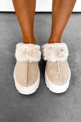 TAMARA Mini Platform Ankle Slippers - Beige