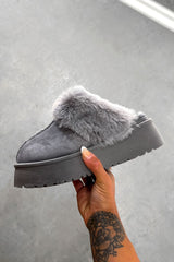 TAMARA Mini Platform Ankle Slippers - Grey