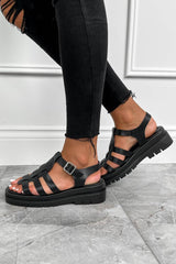 KHAI Chunky Platform Gladiator Sandals - Black - 1