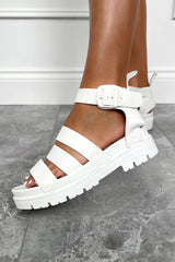 TAYA Chunky Platform Gladiator Sandals - White Tumbled - 3