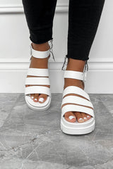 TAYA Chunky Platform Gladiator Sandals - White Tumbled - 2