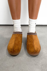 TAYLA Suede Embroidered Slippers - Camel - 4