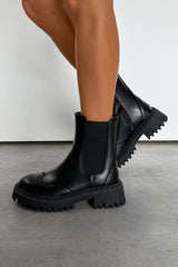 TEXAN Chunky Platform Western Boots - Black PU - 2