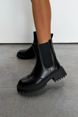 TEXAN Chunky Platform Western Boots - Black PU - 3