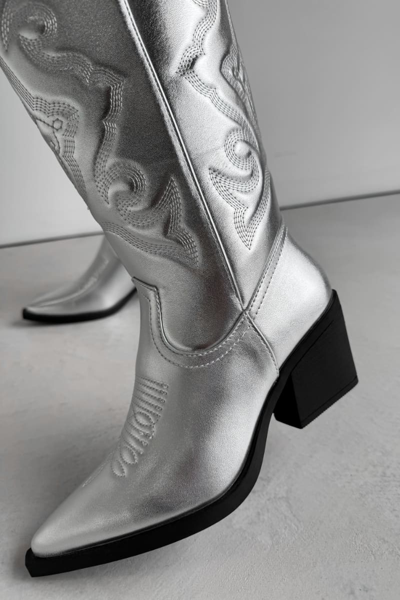 TEXX Western Cowboy Boots - Silver