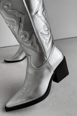 TEXX Western Cowboy Boots - Silver