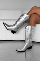 TEXX Western Cowboy Boots - Silver - 3