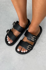 TULUM Chunky Buckle Sandals - Black
