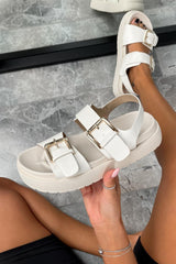 TURN UP Chunky Flatform Buckle Sandals - Cream - 2