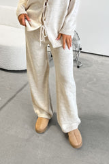 Tie Front Knitted Cardigan And Trouser Set - Beige - 3