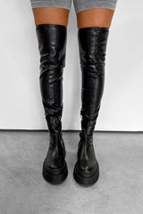 VENUS Chunky Knee High Boots - Black PU - 2