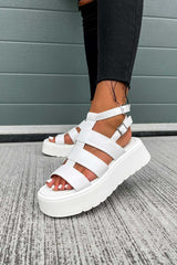 VORTEX Chunky Gladiator Sandals - White PU - 1