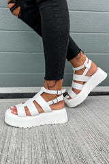 VORTEX Chunky Gladiator Sandals - White PU