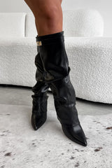 WREN Knee High Suede Slouch Boots - Black PU - 3