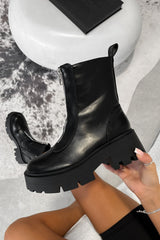 ZOE Zip Front Chunky Ankle Boots - Black