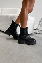 ZOE Zip Front Chunky Ankle Boots - Black - 1