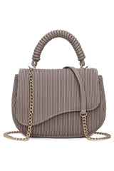 Pleated Top Handle Bag - Pearl Grey