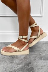 ADDI Chunky Gladiator Toe Post Sandals - Beige - 1