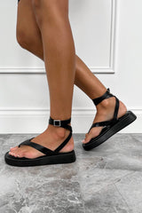 ADDI Chunky Gladiator Toe Post Sandals - Black - 2