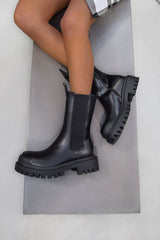 ADORA Chunky Ankle Boots - Black PU - 1