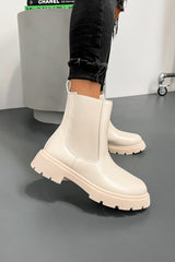 ARIA Panelled Ankle Boots - Beige PU - 2