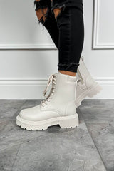 ARLO Chunky Ankle Boots - Beige PU - 2