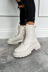 ARLO Chunky Ankle Boots - Beige PU - 1