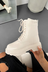 ARLO Chunky Ankle Boots - Beige PU