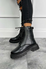 ARLO Chunky Ankle Boots - Black PU - 1