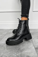 AVERY Lace Up Chunky Boots - Black PU - 2