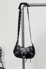 Cross Body Studded Bag - Black - 1