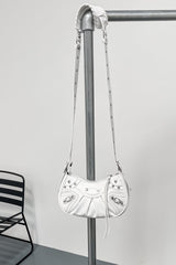 Cross Body Studded Bag - White - 1