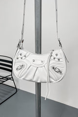 Cross Body Studded Bag - White