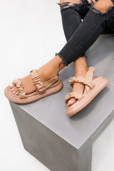 BIANCA Chunky Ruched Sandals - Beige - 1